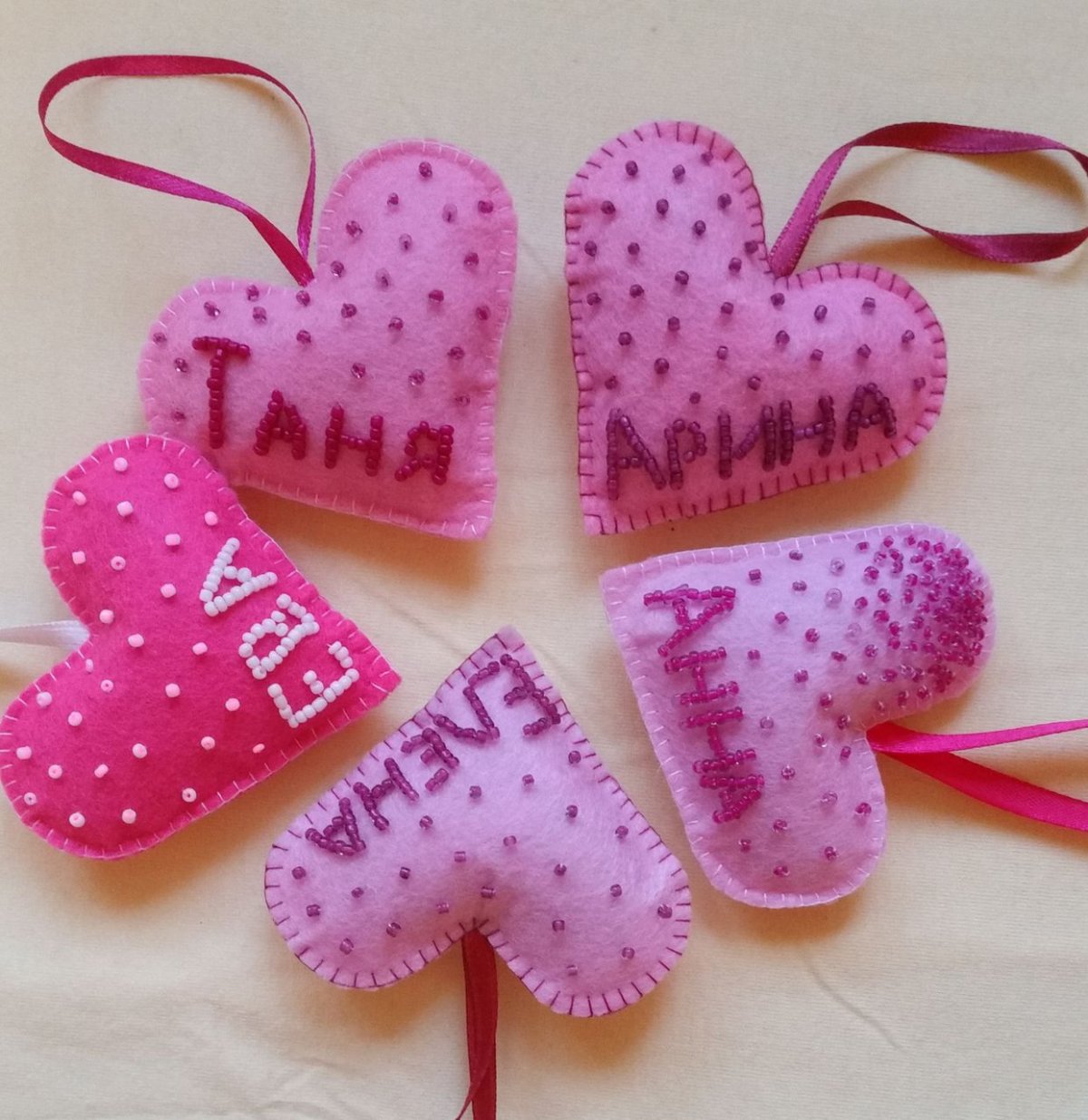 Сердечки из фетра