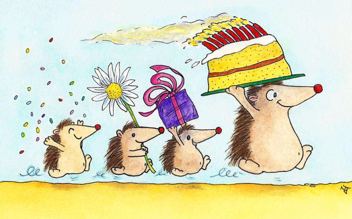 Открытки с ежиками с днем рождения