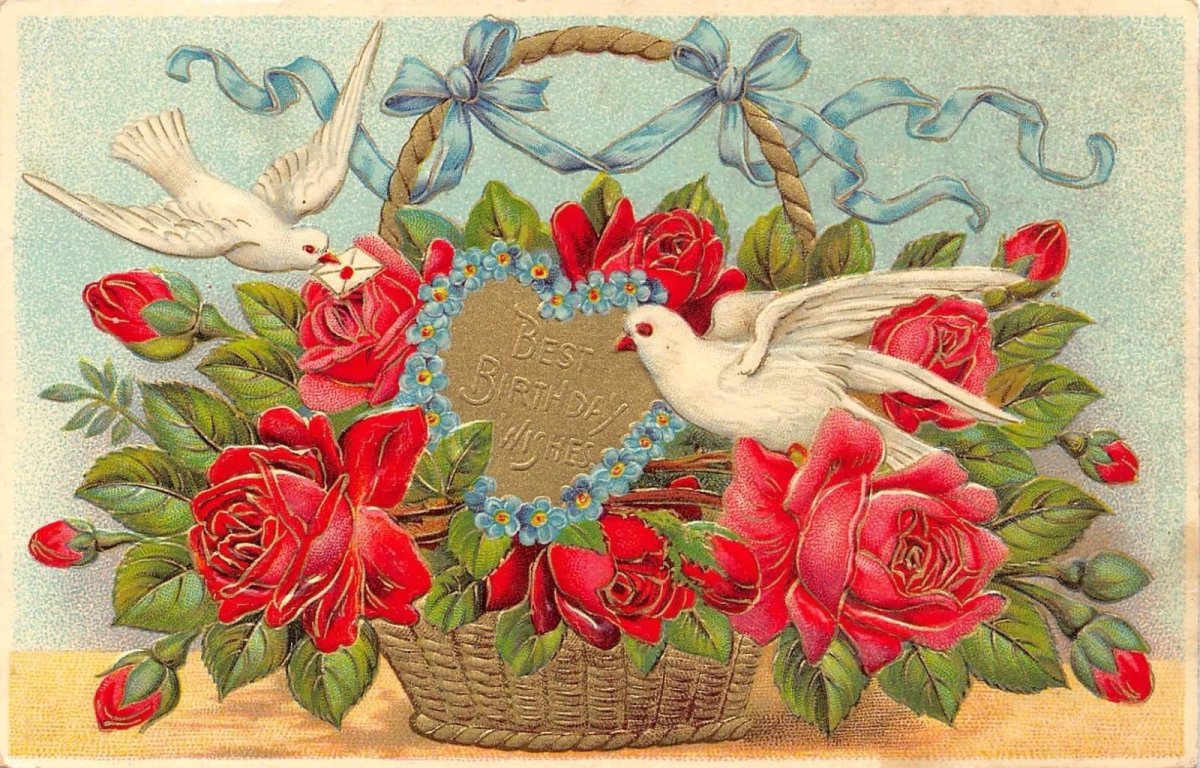 Открытка с днём рождения с голубем