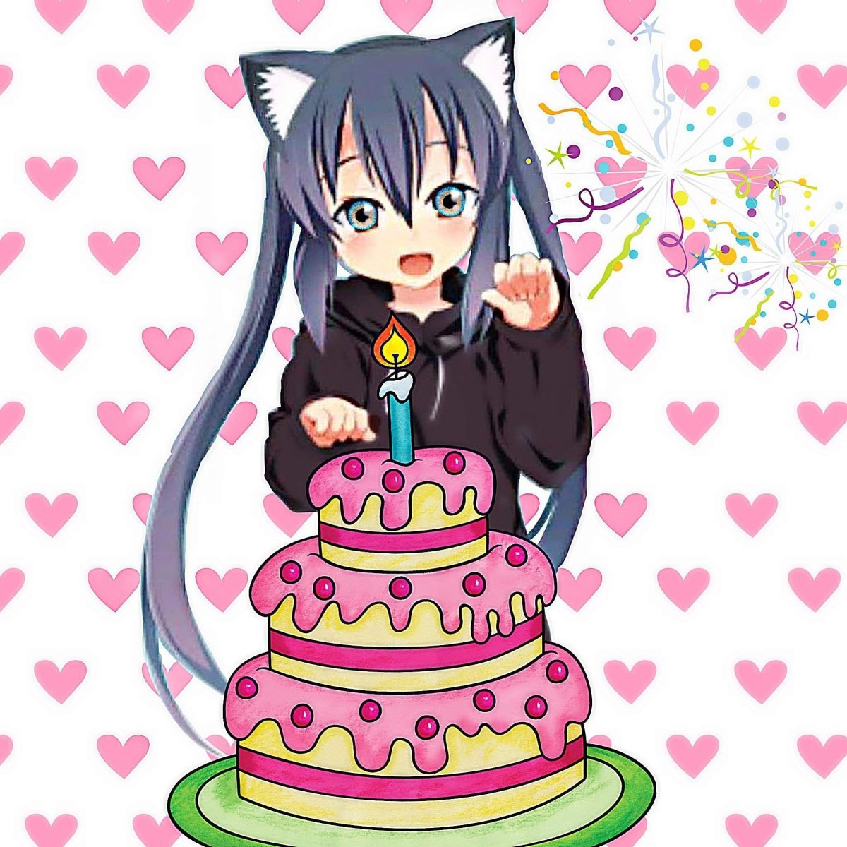 Аниме девушка с тортиком