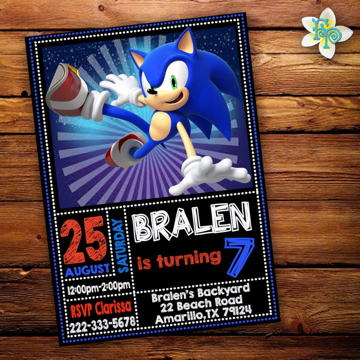 Пригласительные на день рождения Соник