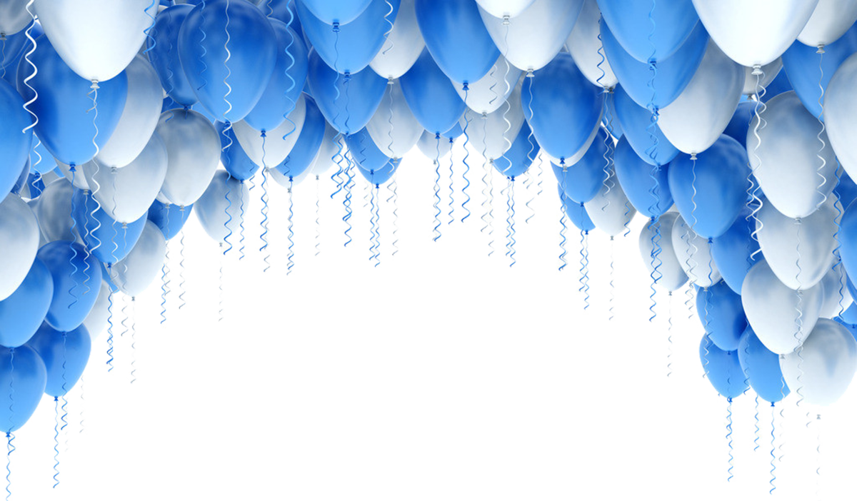 Фон с синими шарами с днем рождения
