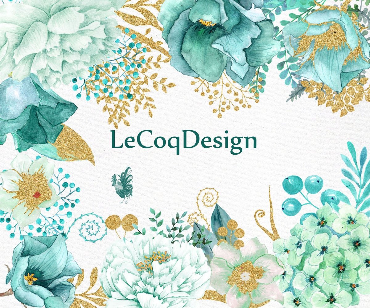 Акварельные цветы с золотом