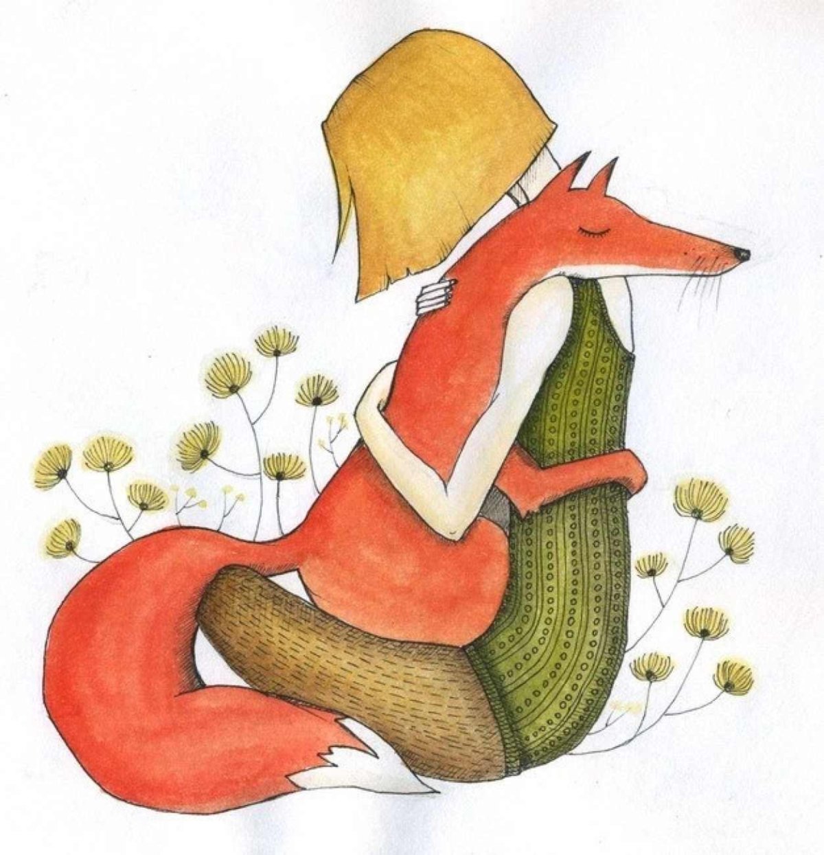 Открытка с лисенком