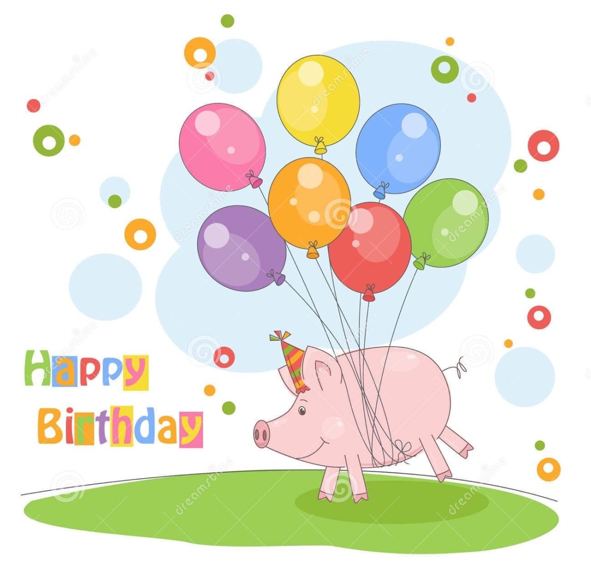 Открытка с днем рождения со свинкой