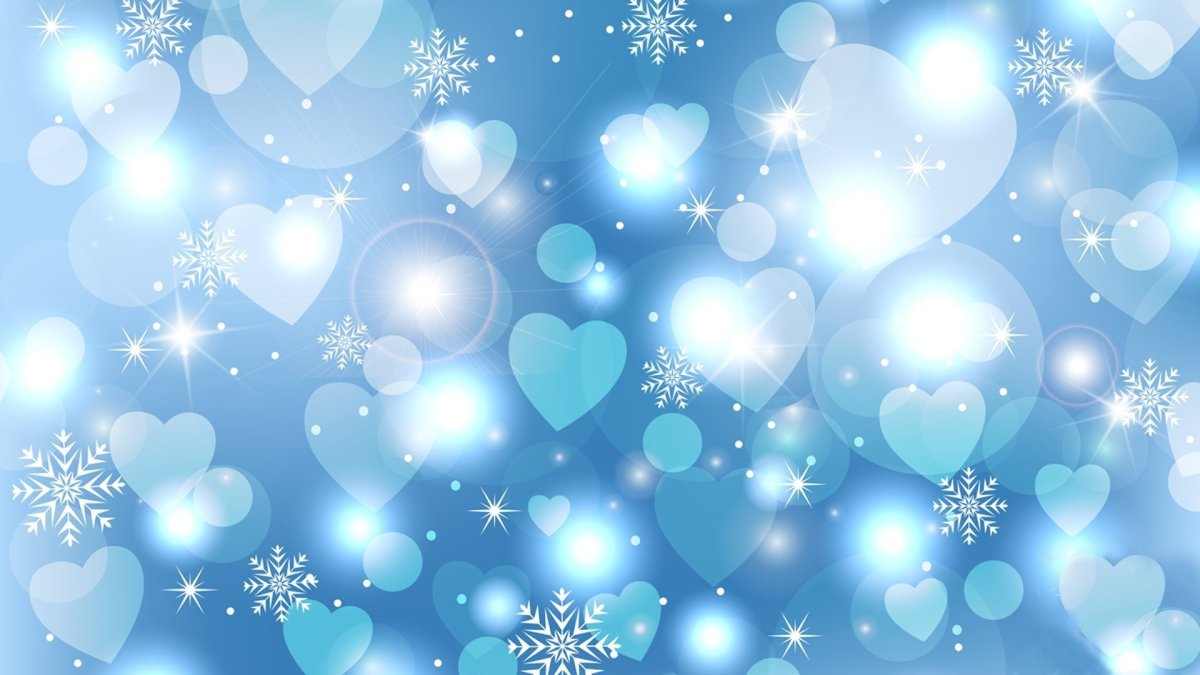 Голубой фон с сердечками