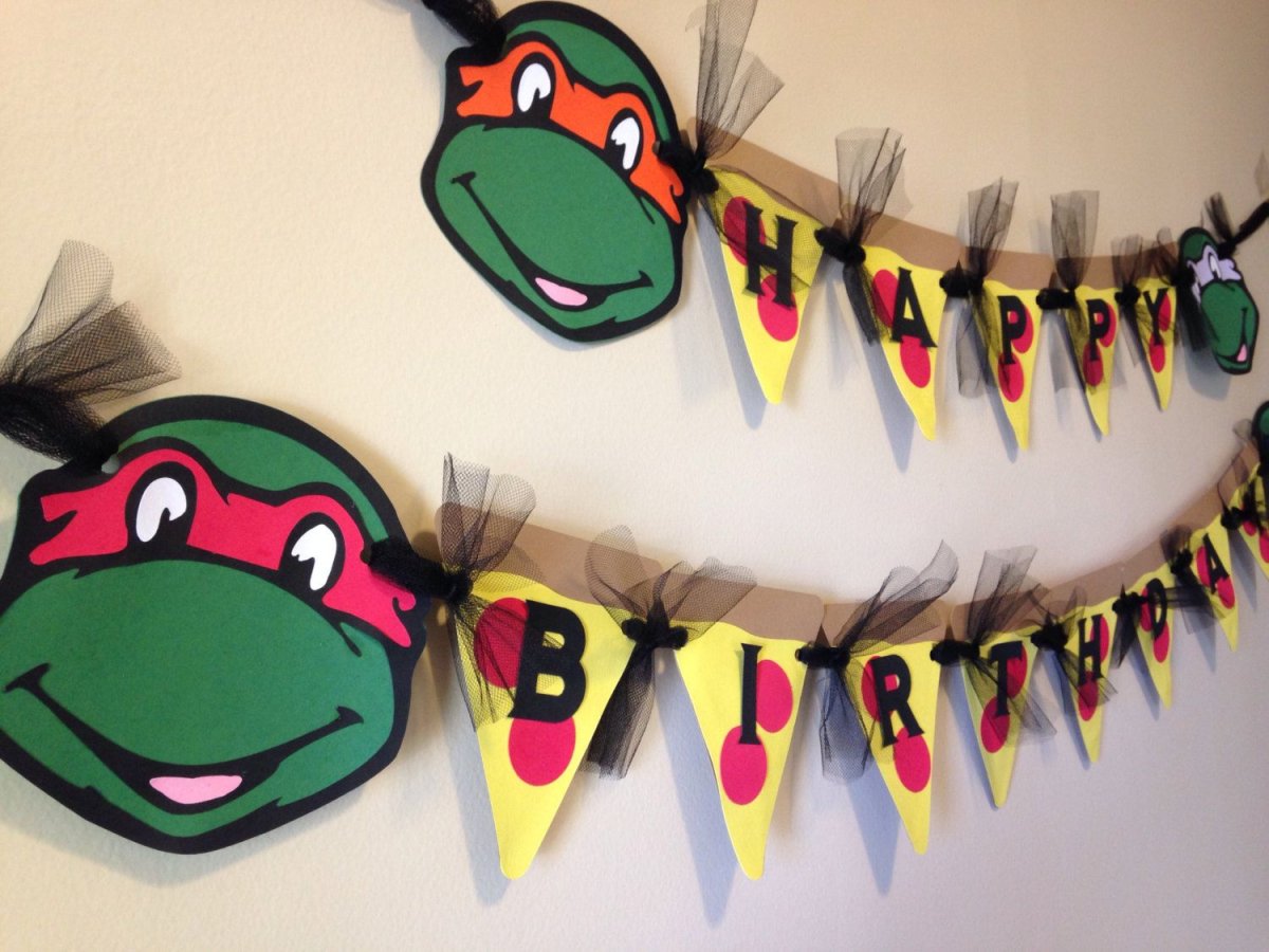 Гирлянда бумажная с днем рождения Черепашки ниндзя