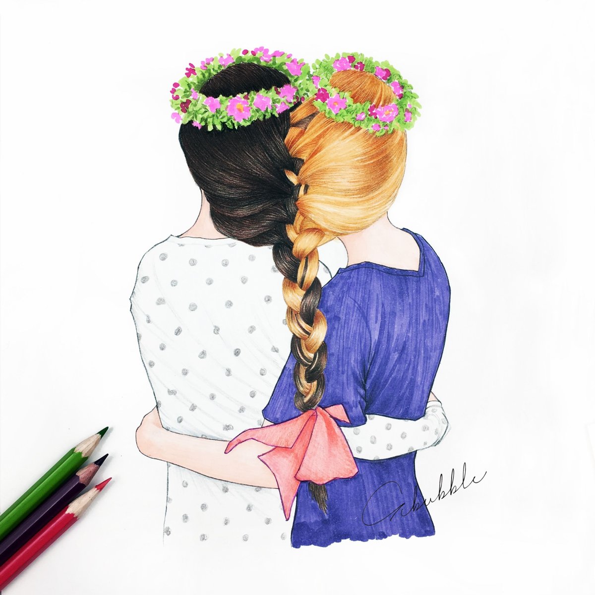 Рисунок на день рождения цветными карандашами