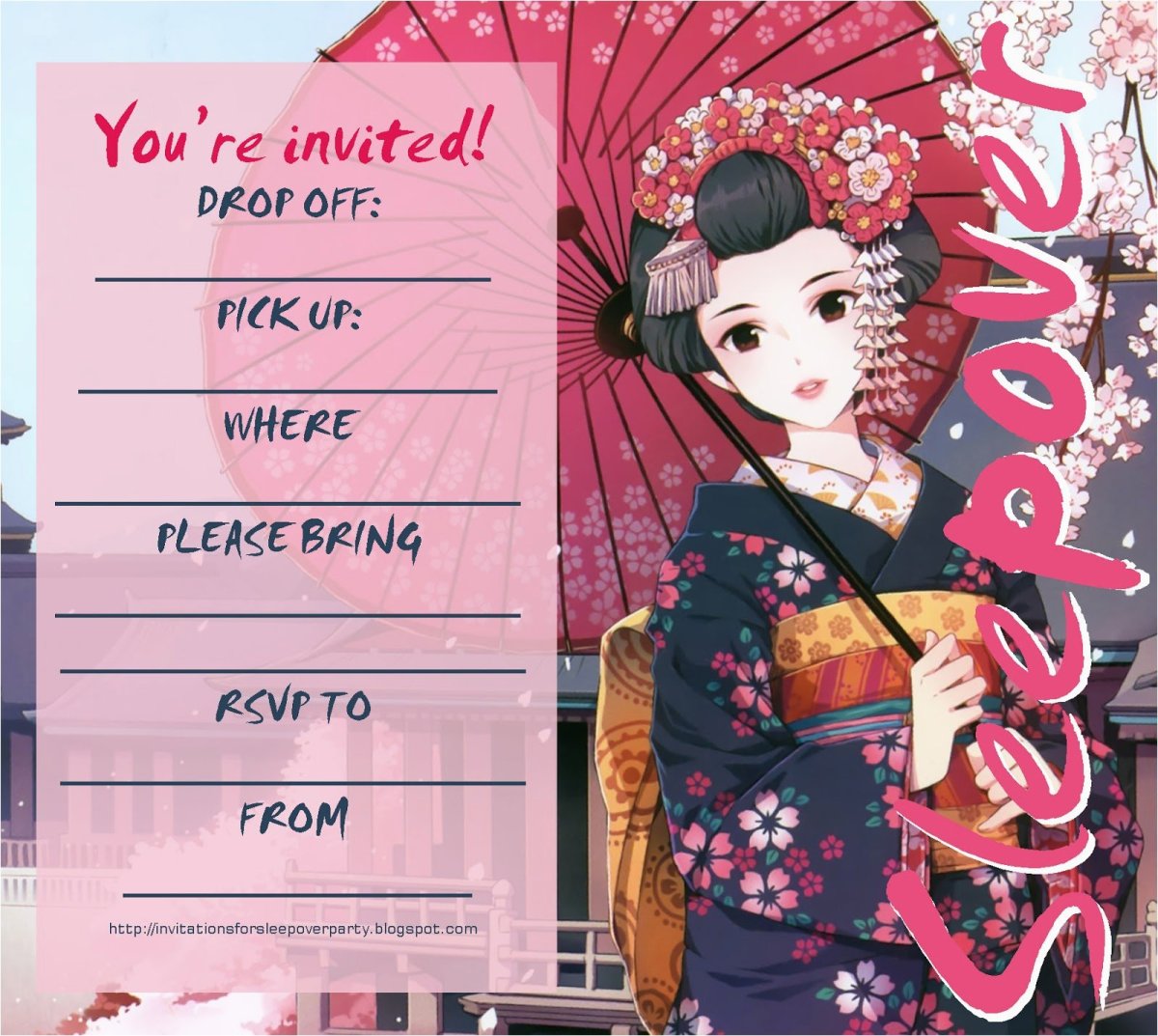 Приглашение на др в стиле аниме