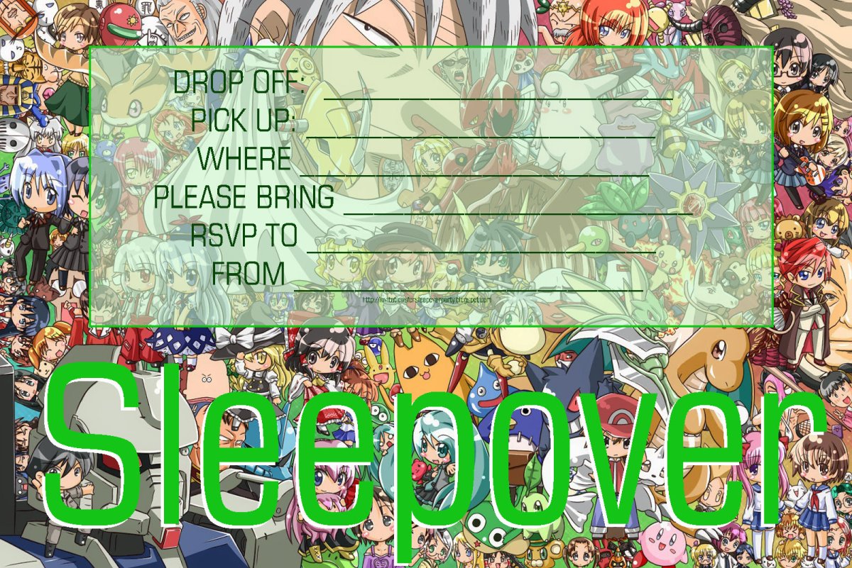 Приглашение на день рождения аниме