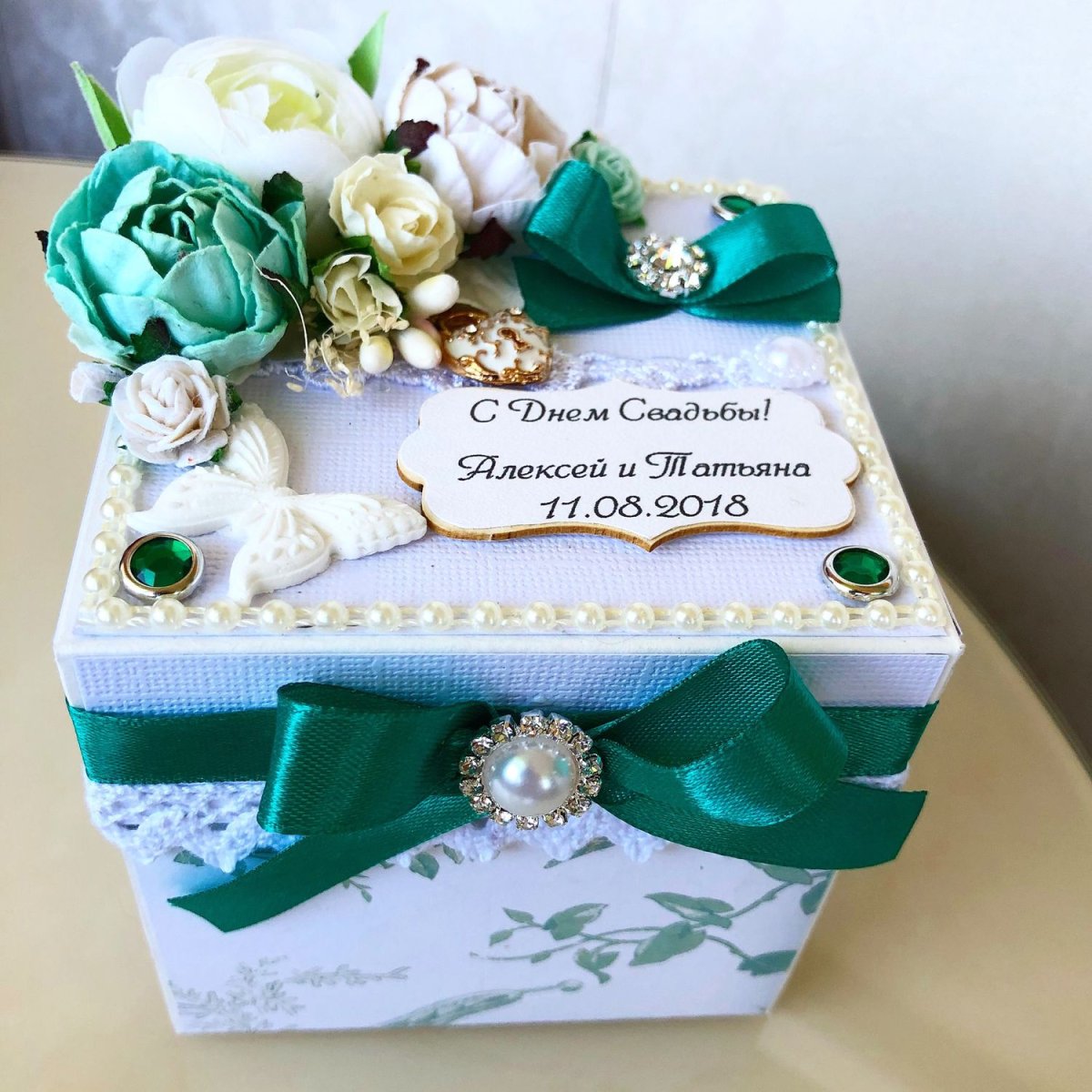 Декор коробки на подарок на свадьбу