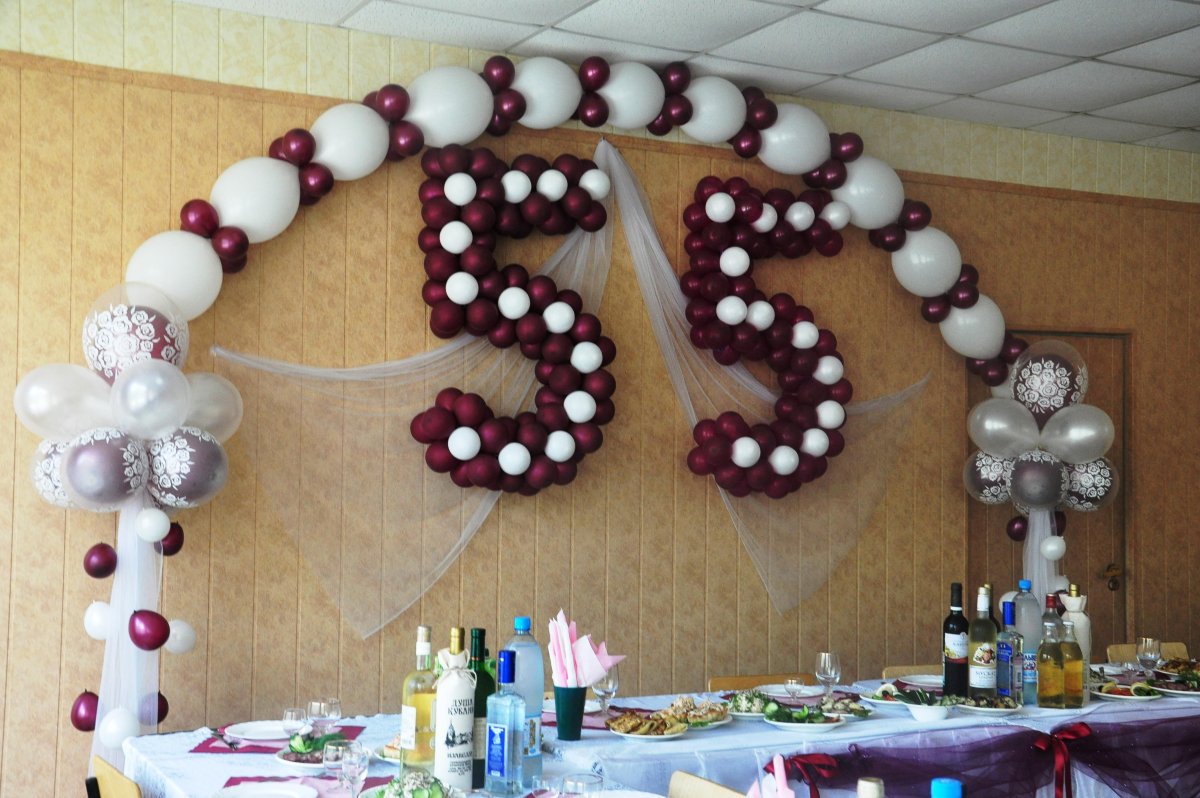 Украшение шарами на юбилей