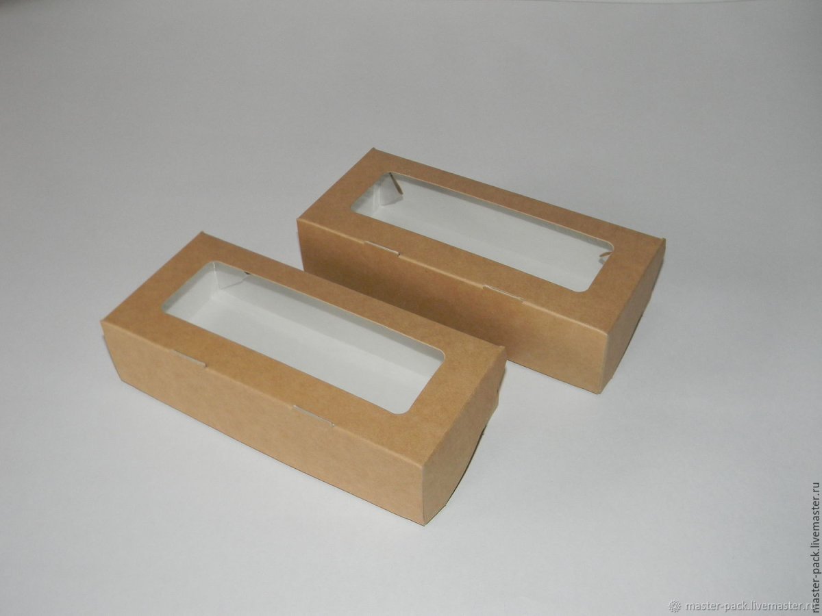 Коробка крафт с окном 10x8x3.5 см