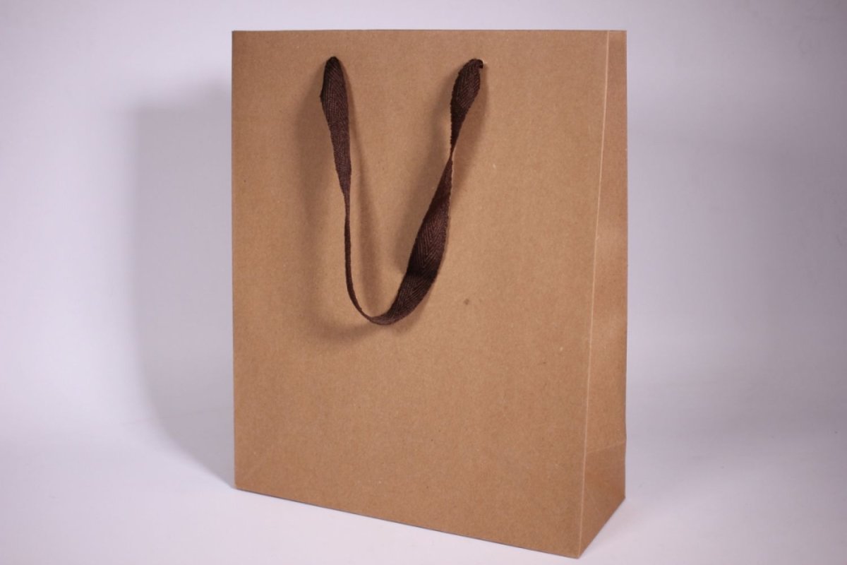 Белый бумажный пакет с черными ручками