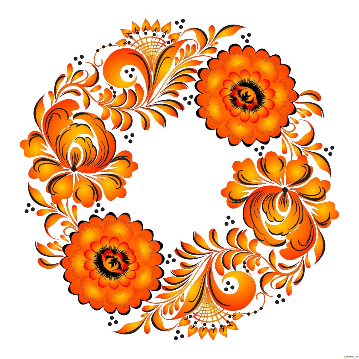 Элементы хохломской росписи вектор