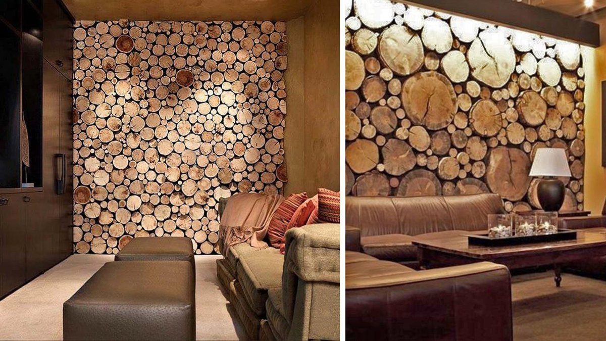 Спилы дерева на стене