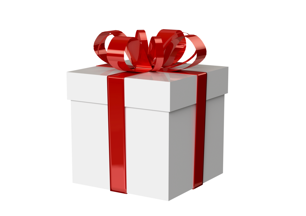 Белая коробка с розовым бантом