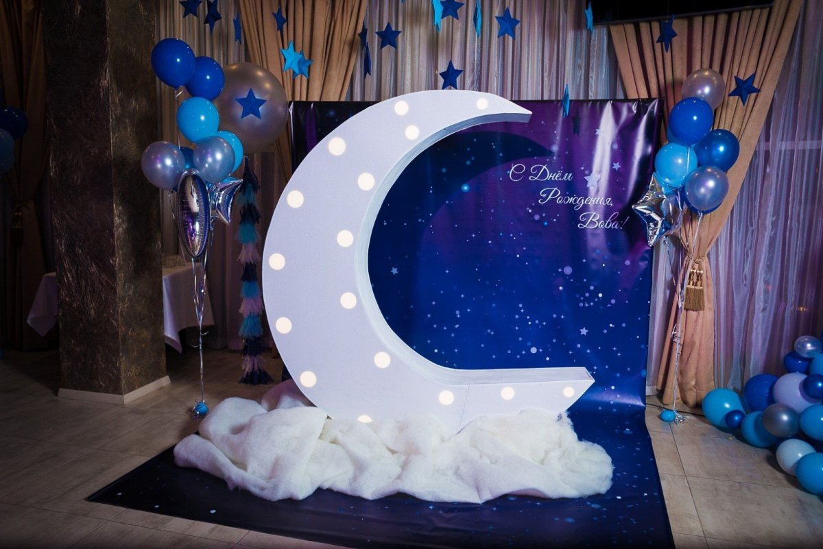 Украшение зала в стиле космос