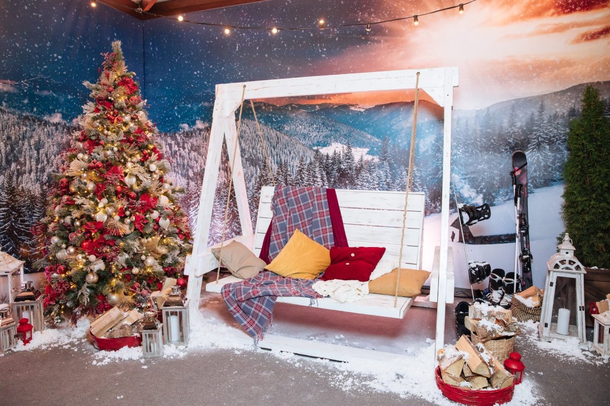 Новогодняя фотозона с камином