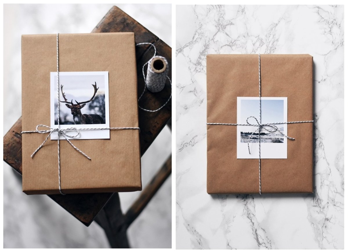 Подарок в крафтовой бумаге с лентой