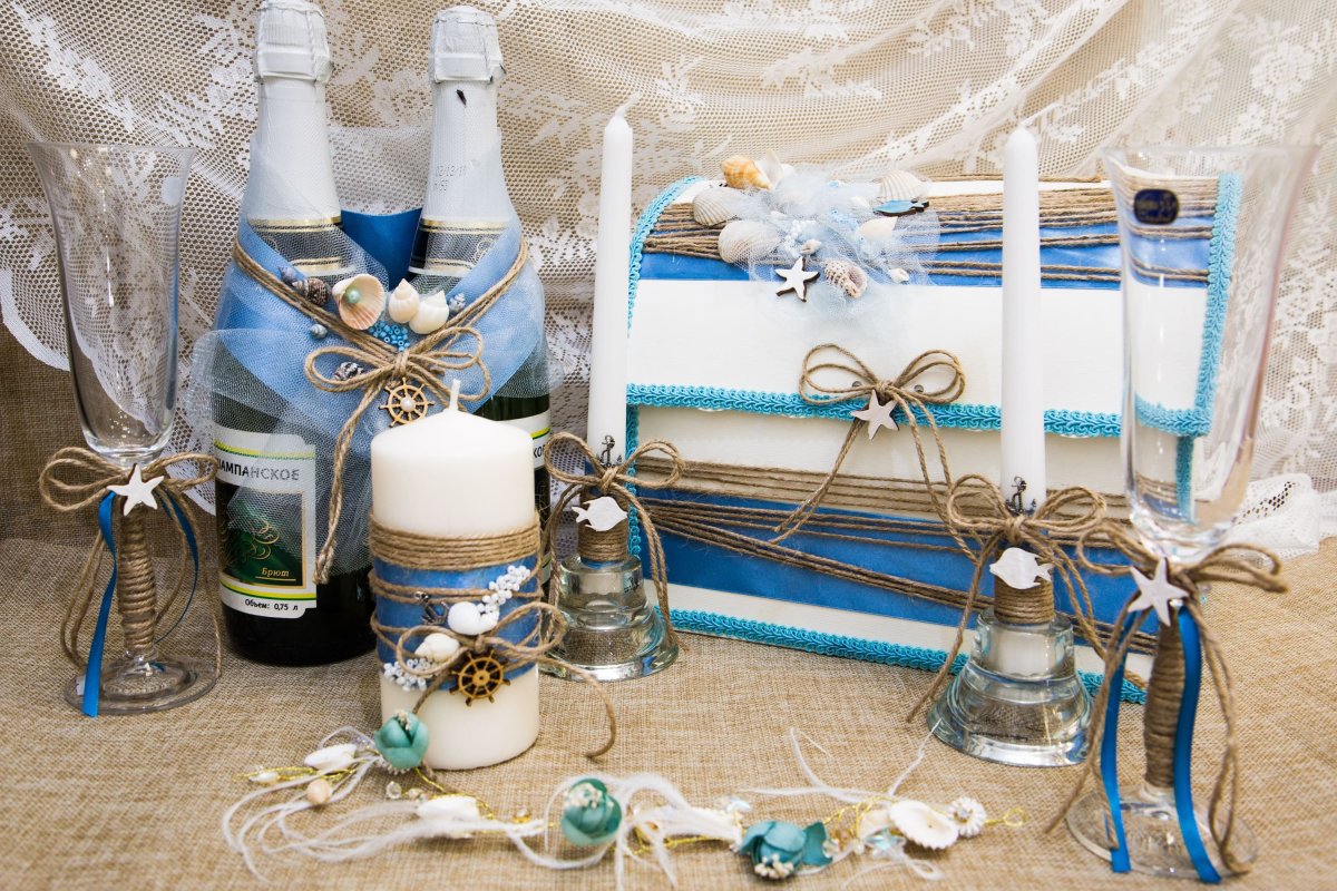 Украшение шарами в морском стиле