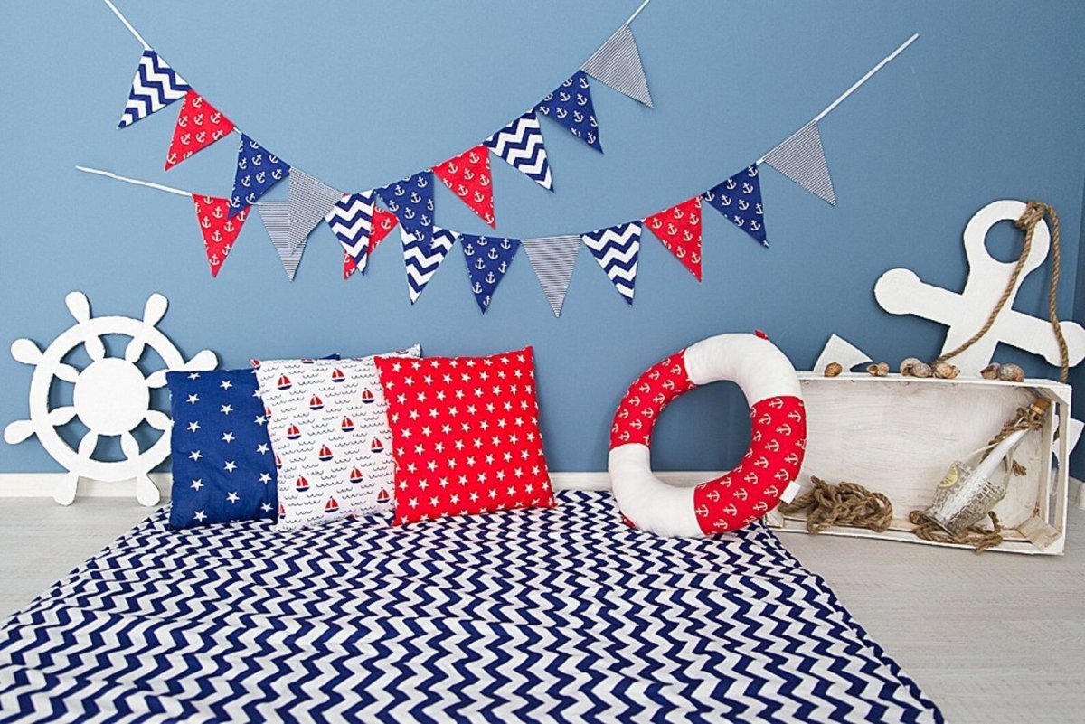 Фотозона на 23 февраля занавеску в морском стиле