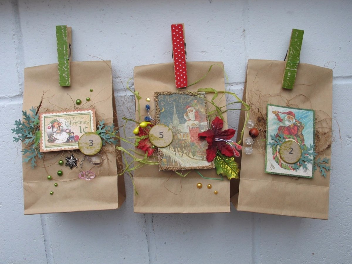 Украшение пакетов из крафт бумаги