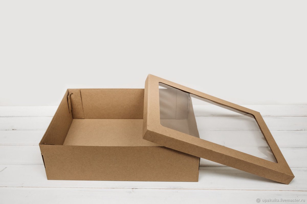 Коробка крафт с окном 10x8x3.5 см