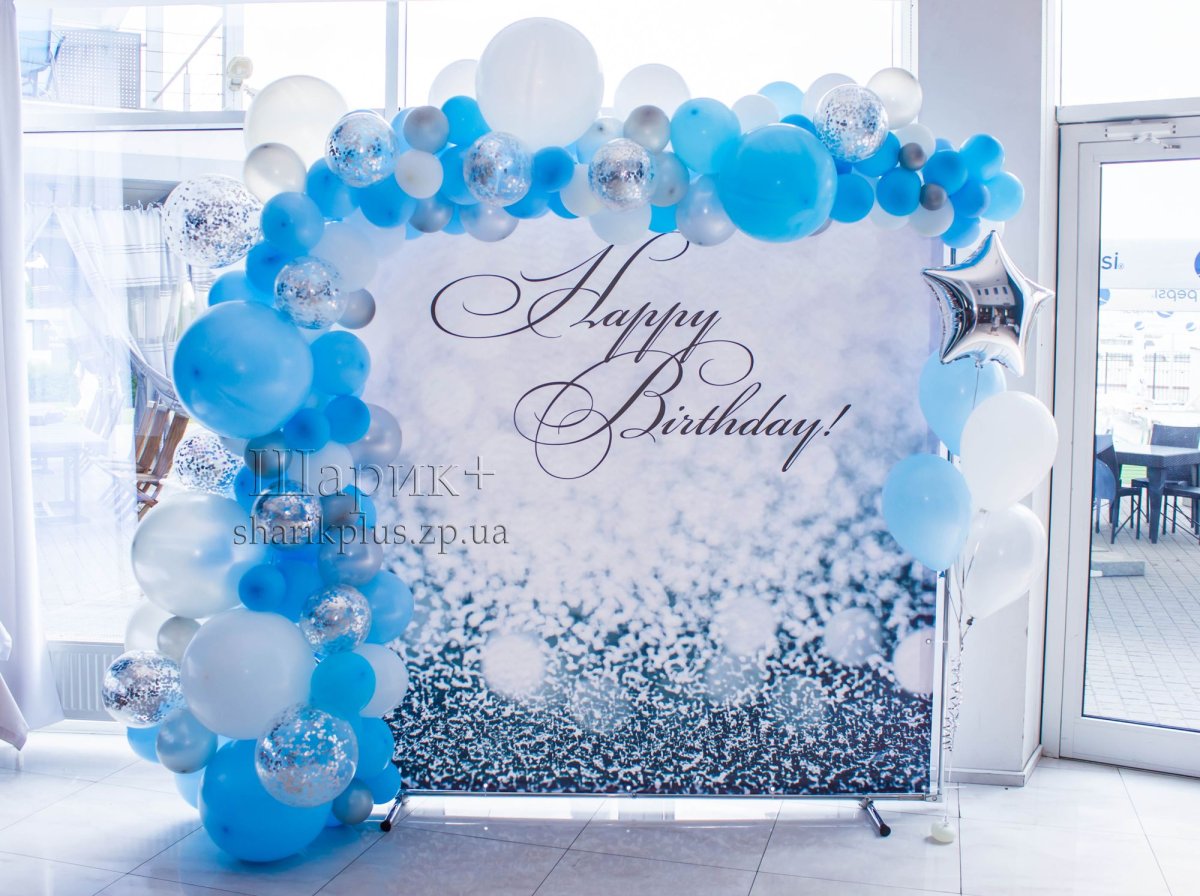 Фотозона баннер с шарами на юбилей