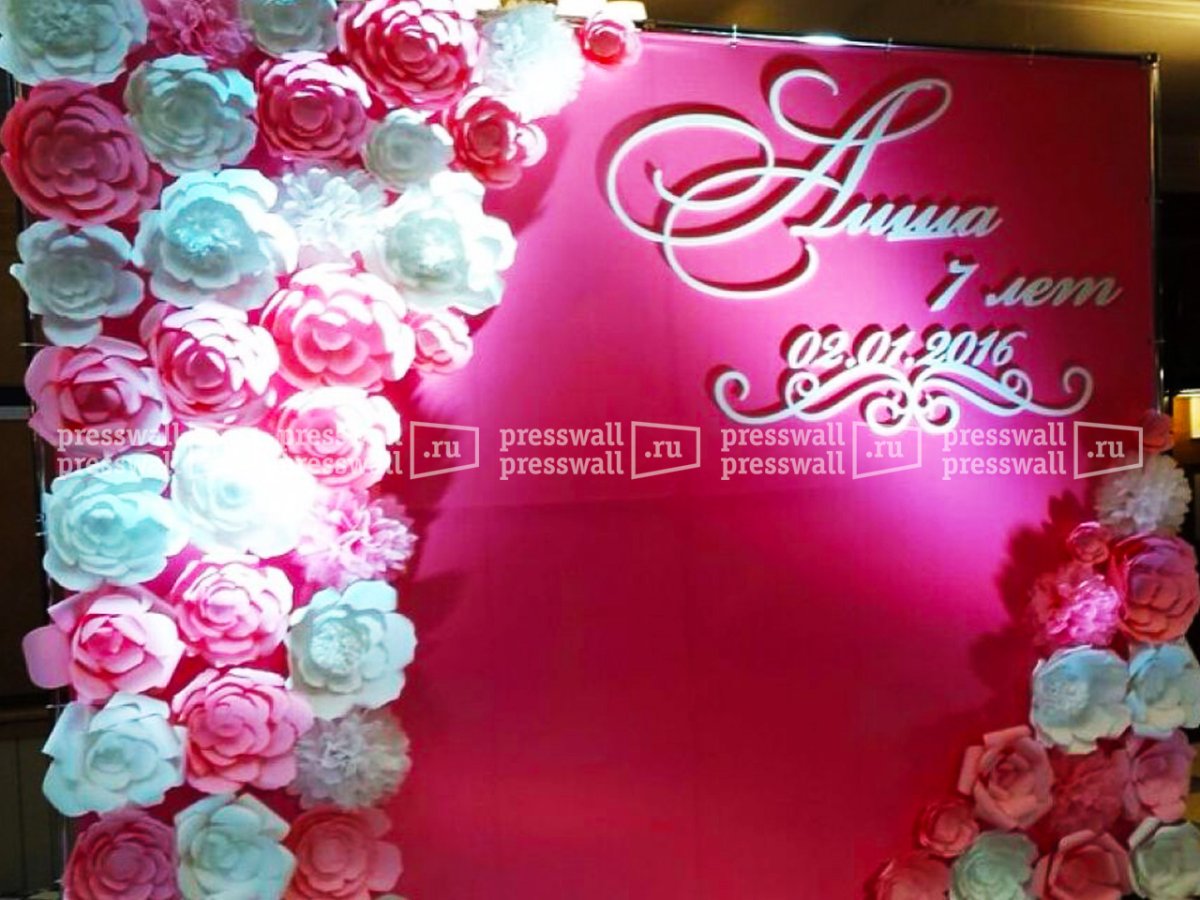 Баннер с бумажными цветами