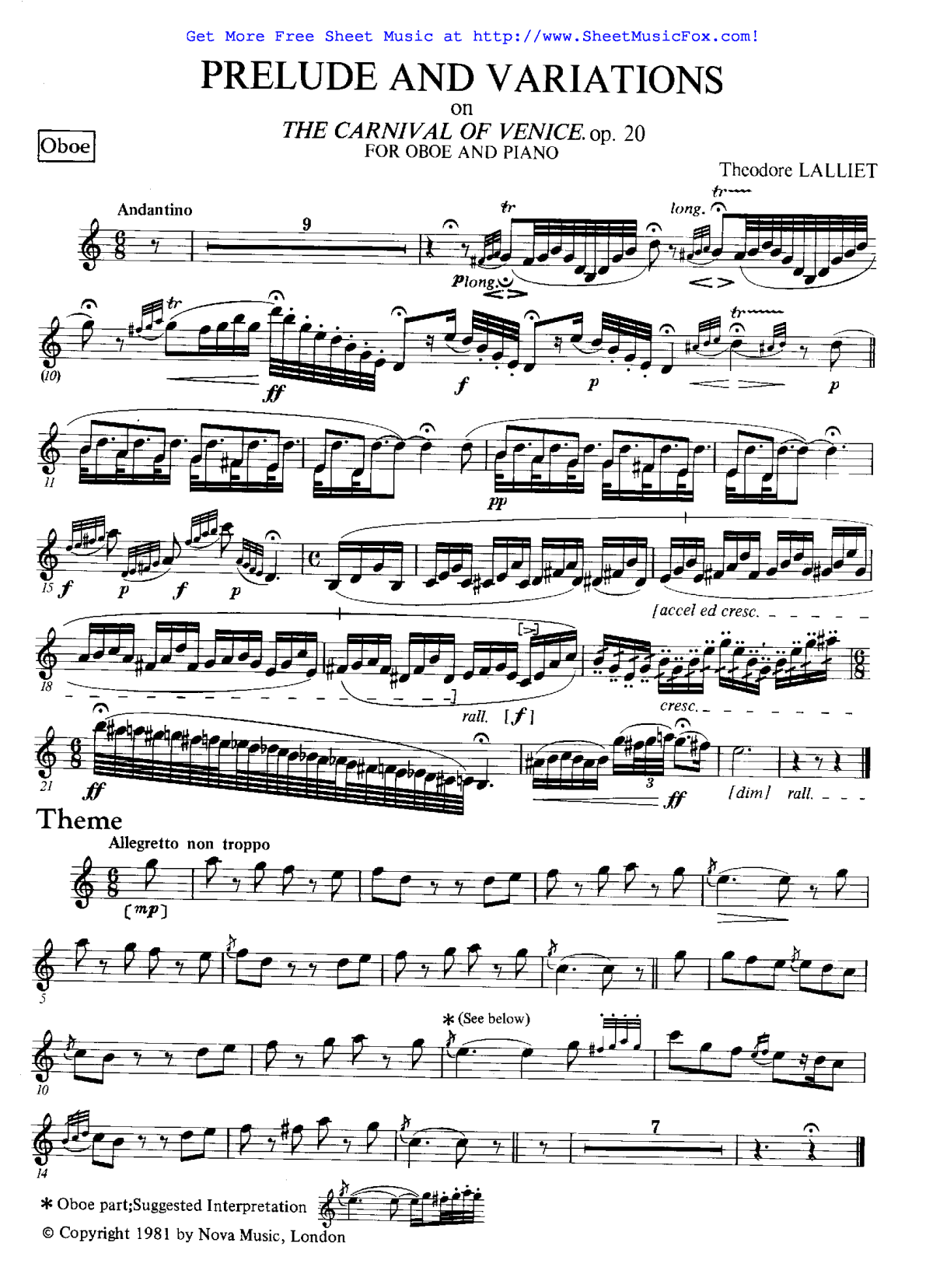 Паганини Венецианский карнавал Ноты для фортепиано