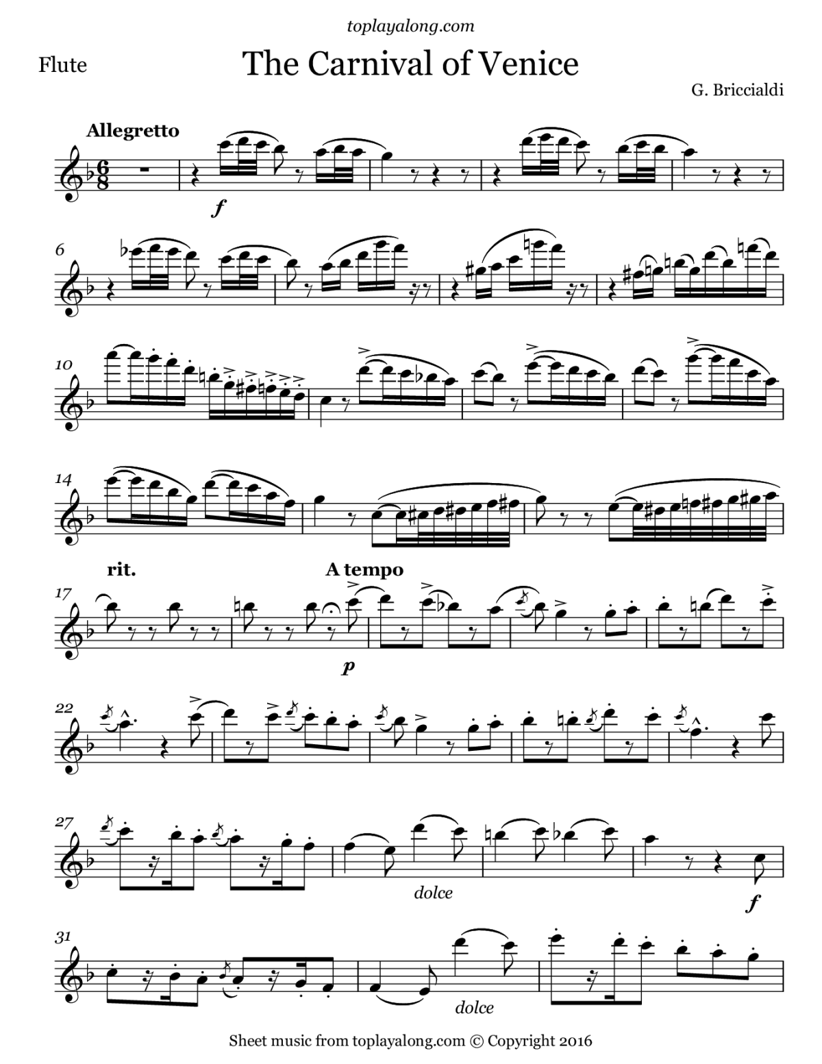 Венецианский карнавал Ноты