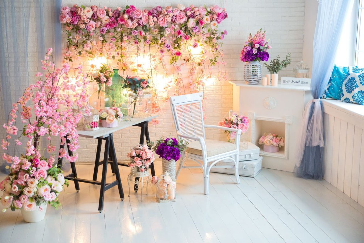 Декорации цветочные в фотостудии