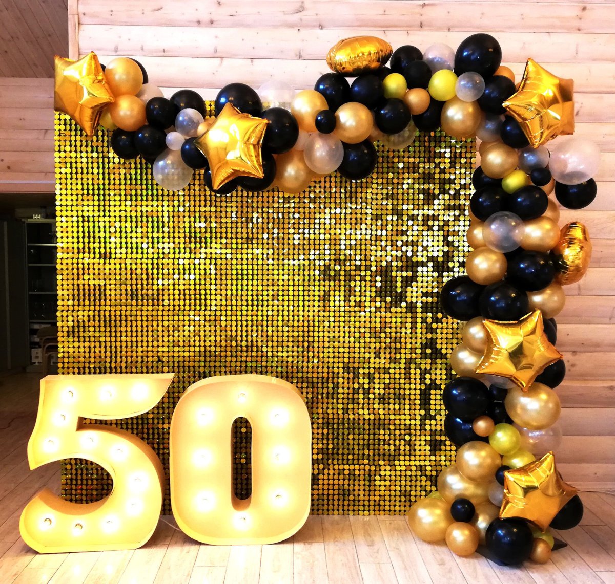 Фотозона с пайетками шампань