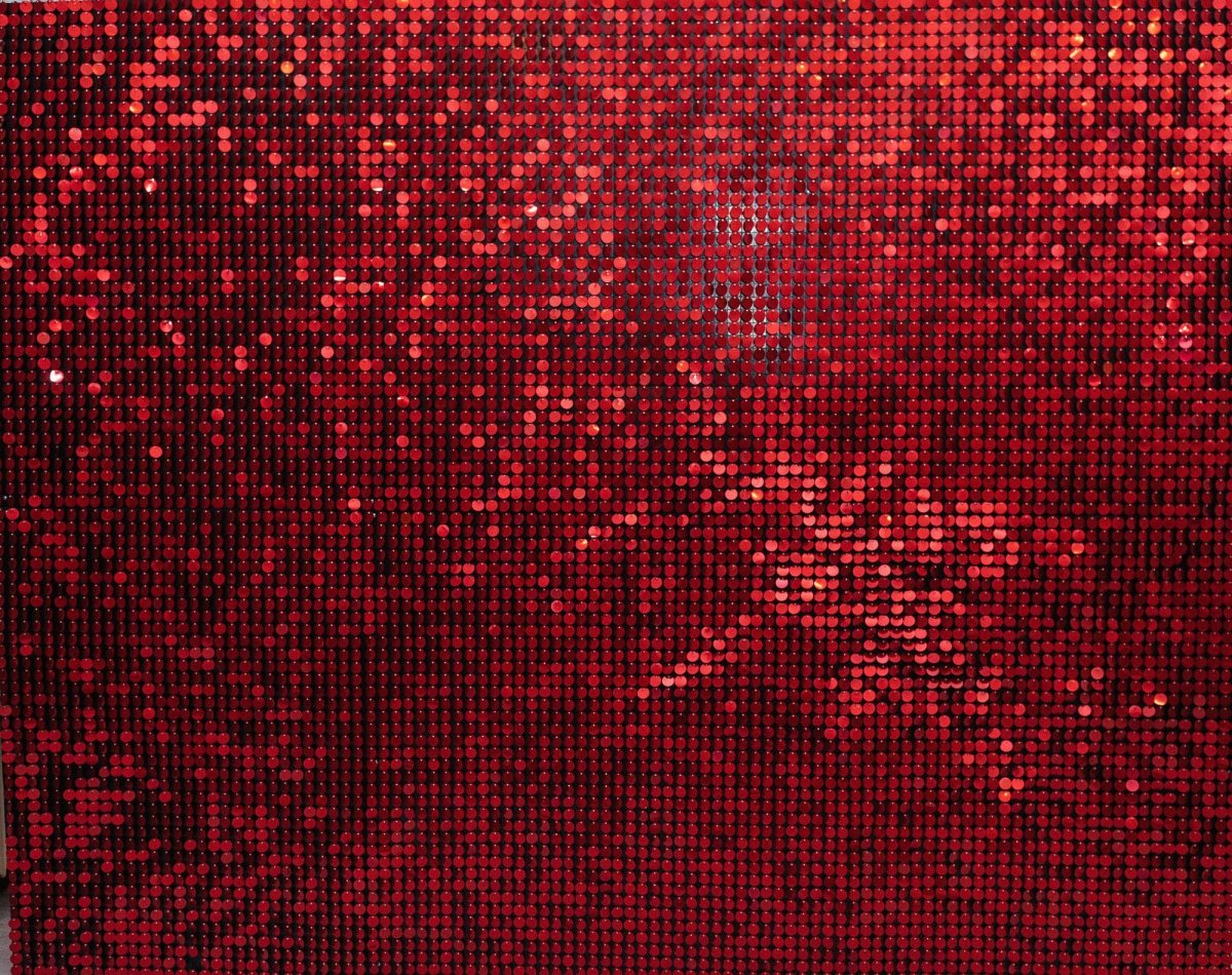 Фотозона с серебряными пайетками