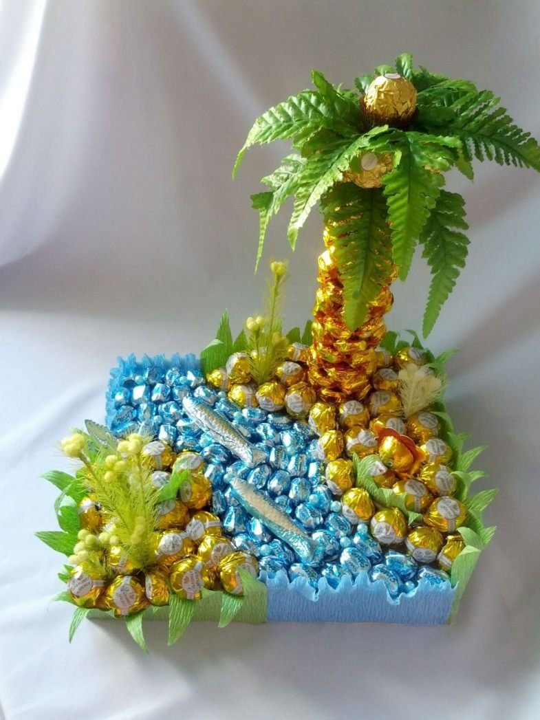 Композиции из конфет необычные