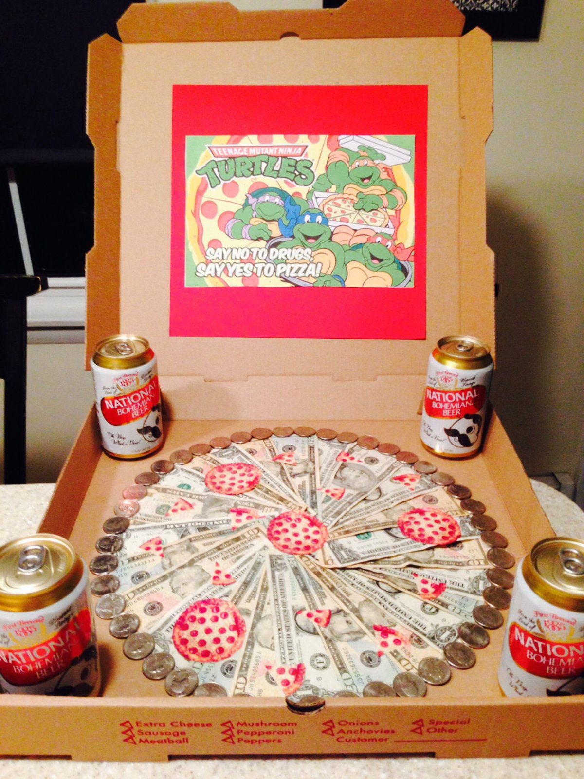 Подарок деньги в виде пиццы