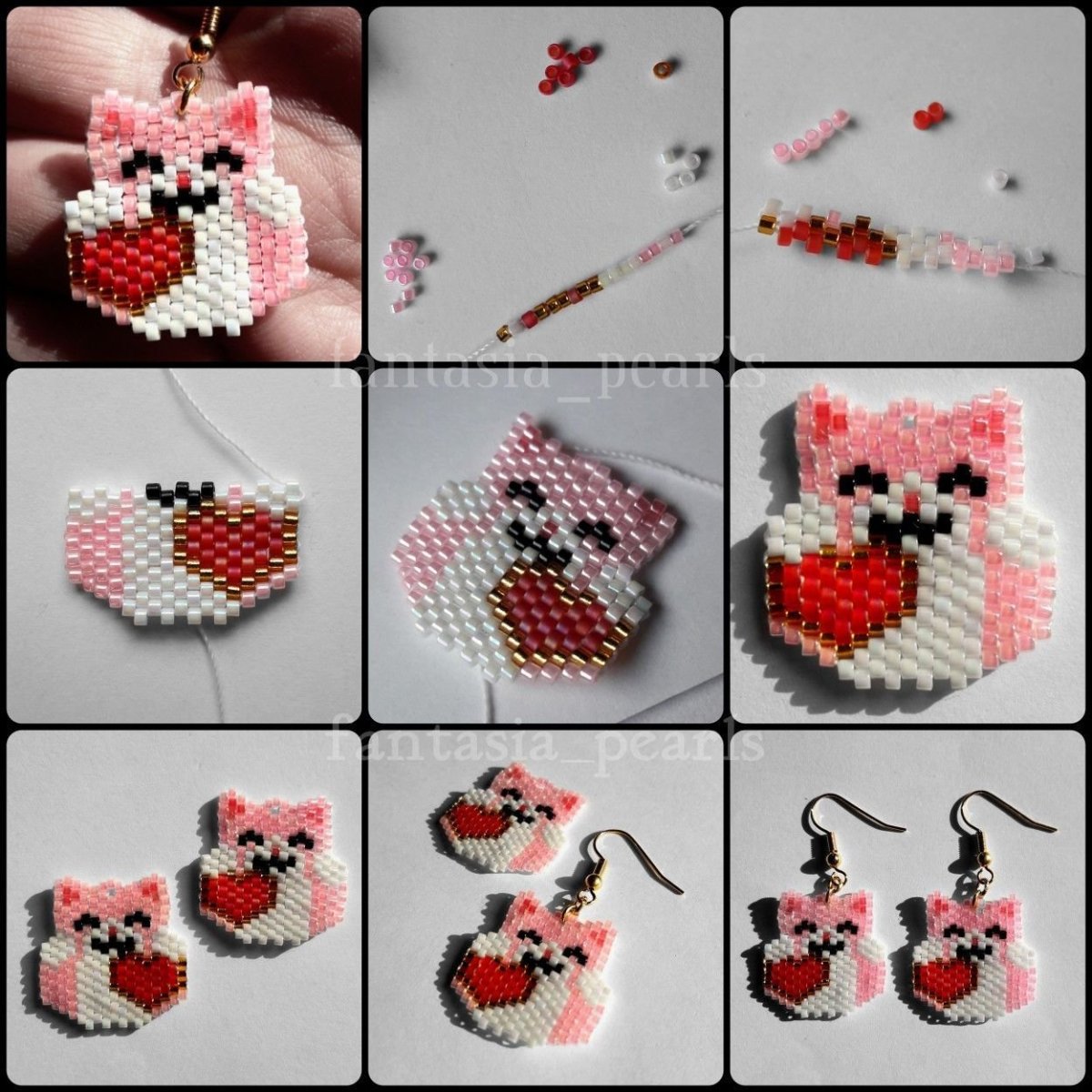 Серёжки из бисера для начинающих с Хелло Китти