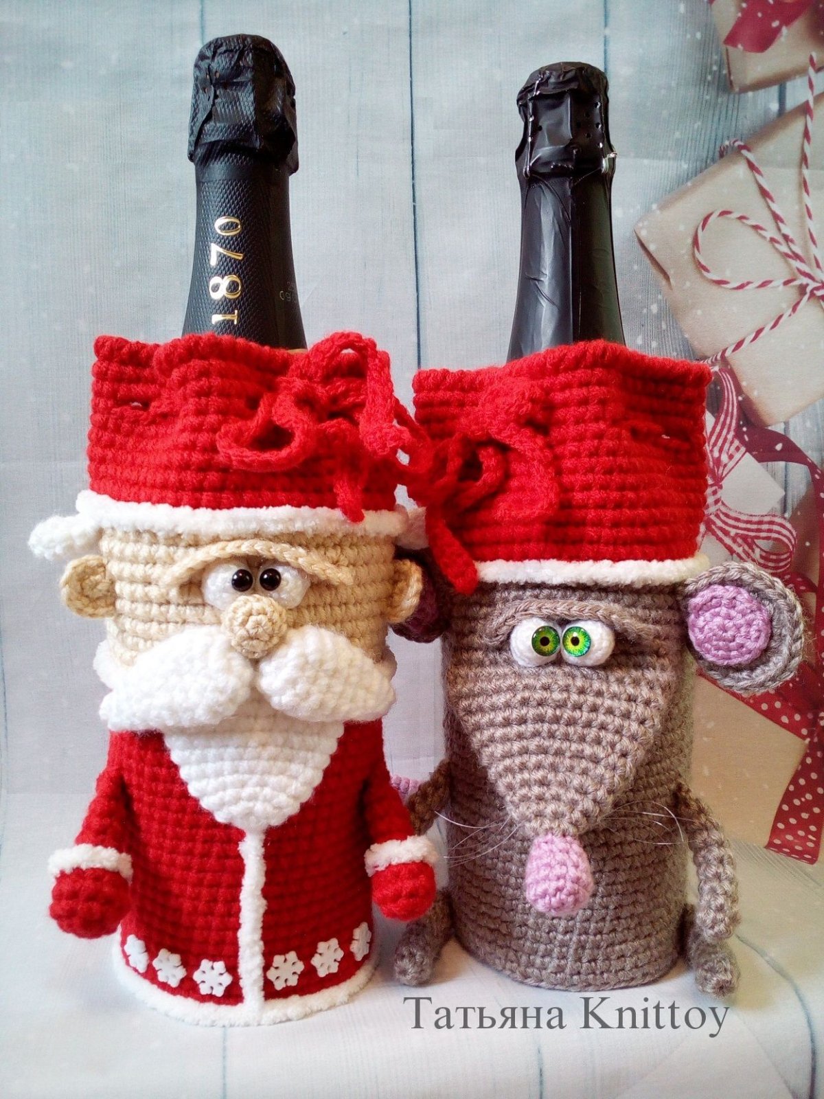 Вязаный чехол на бутылку