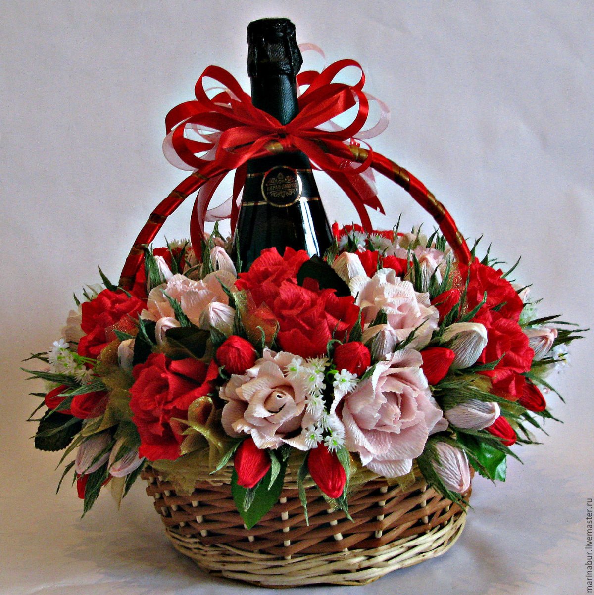 Корзина с фруктами и конфетами