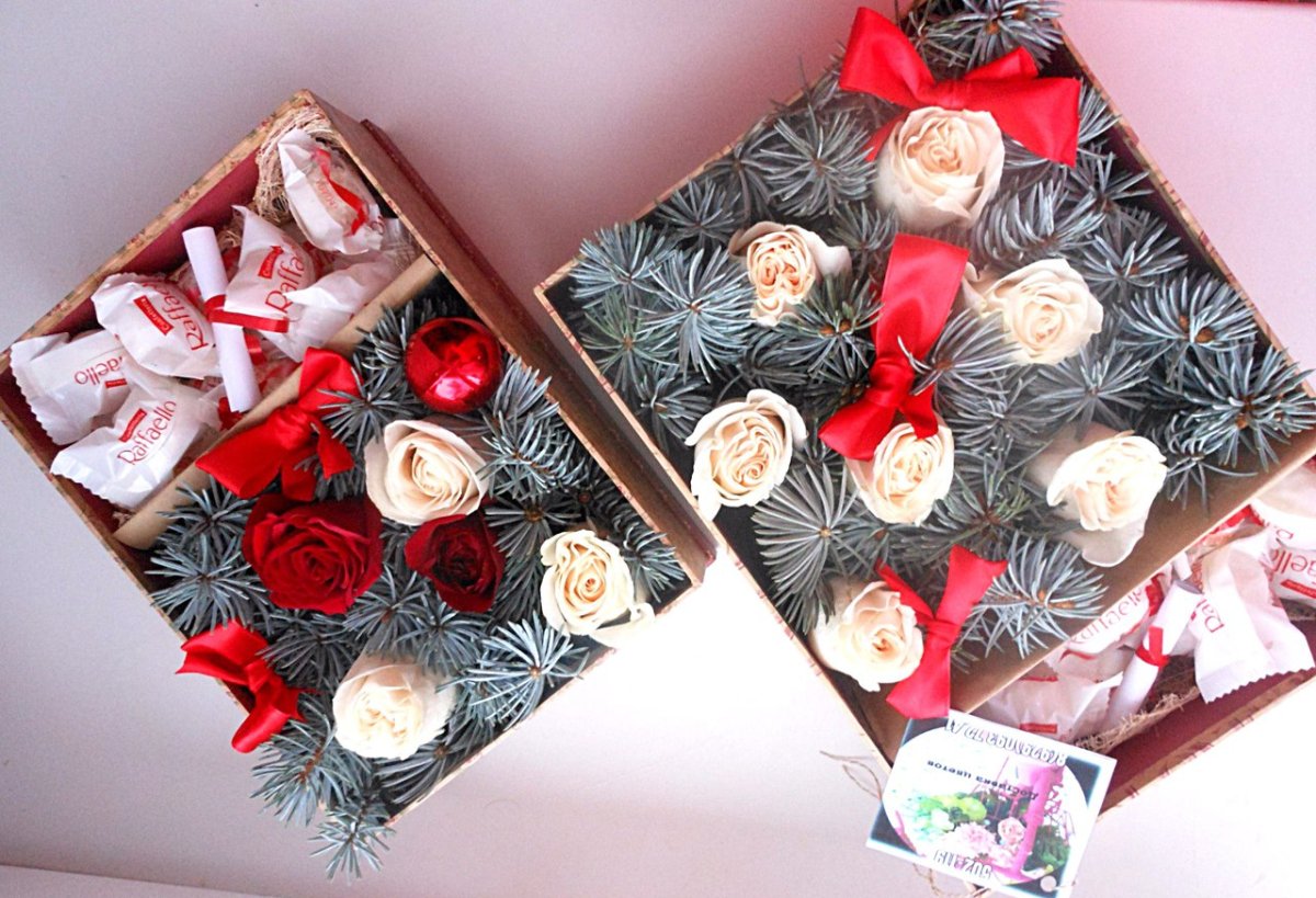 Подарок из конфет в коробке своими руками на новый год