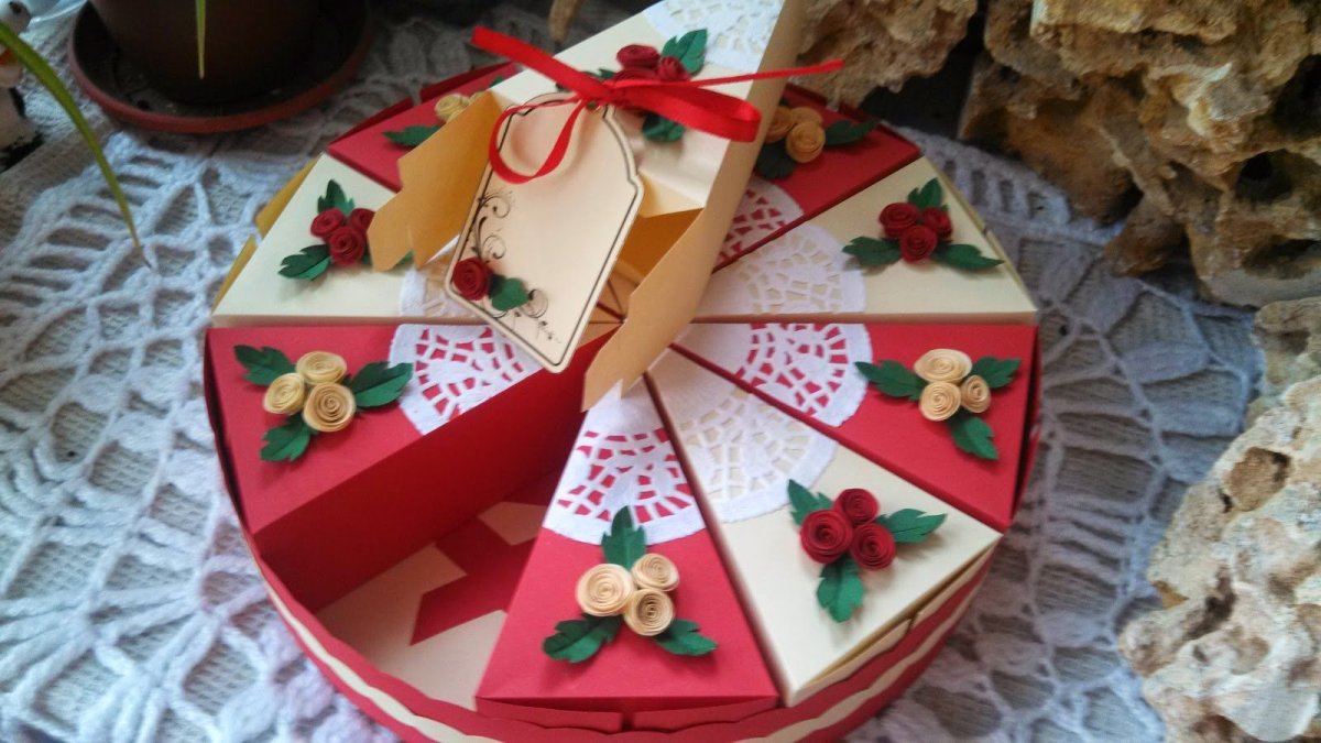 Тортик из бумаги с сюрпризами