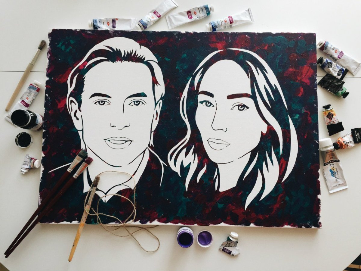 Флип флоп портрет красками