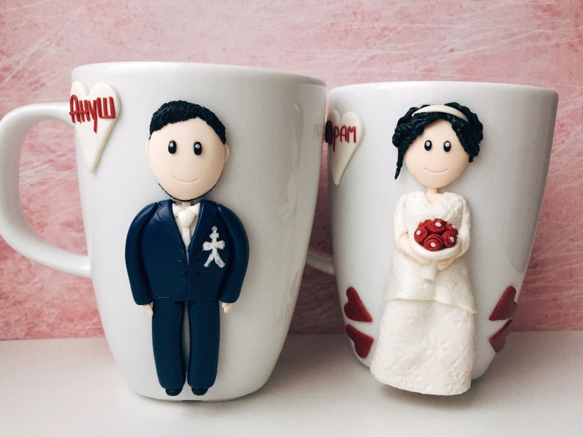 Кружка из полимерной глины на свадьбу